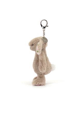 Blossom Beige Bunny Petal Bag Charm 13cm, Plush Bunny Keyring with Floral Ears, Soft Stuffed Animal Accessory - view 3